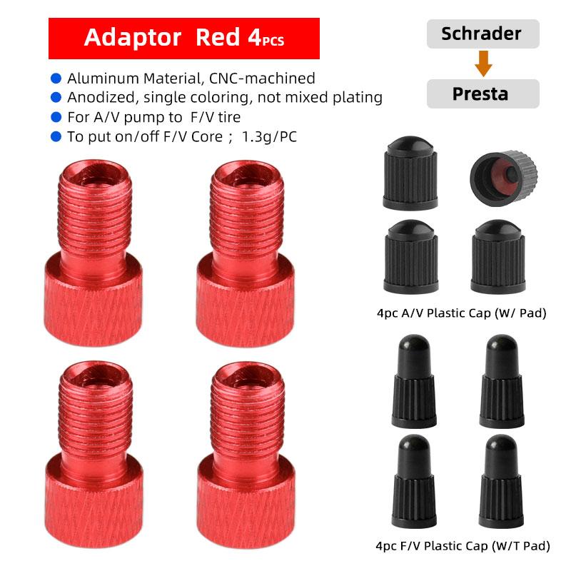Presta Valve Adaptor for Schrader Pump F/V Valve Core Fitting Tool 2 In 1 Bicycle Nozzle Convertor Aluminum Anodized