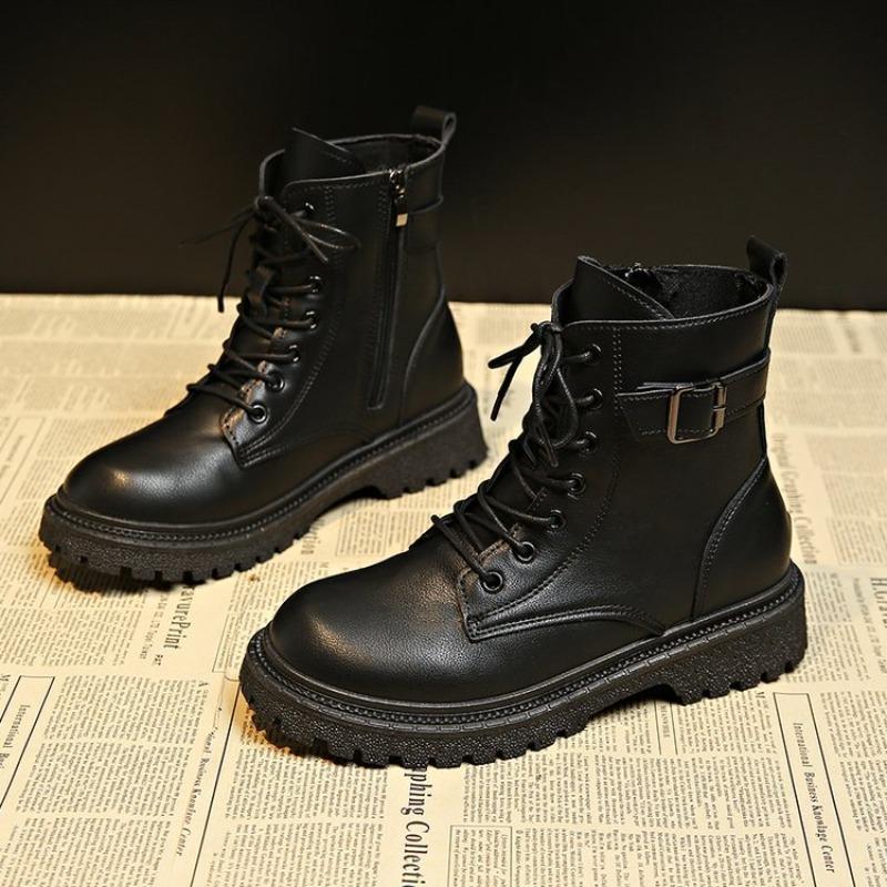 Женские ботинки Martin Street Style средней высоты с круглым носком и плоской подошвой