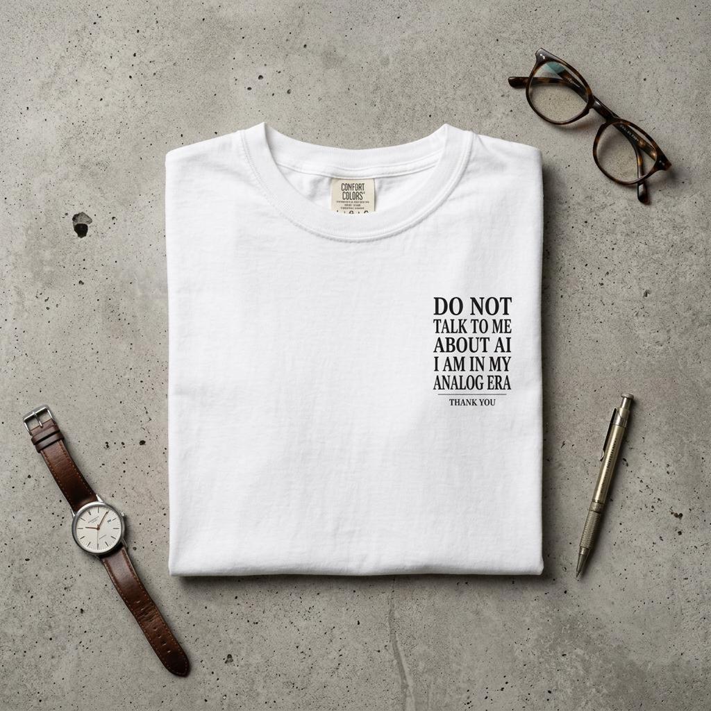 Do Not Talk To Me About AI Shirt, Analog Era Comfort Colors 1717 Tee, Funny Tech Shirt, Anti AI Shirt, Minimalist Pocket Print