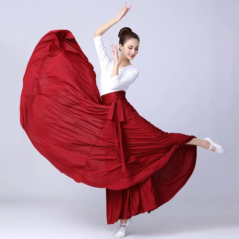 Женская испанская танцевальная юбка, длинное платье для belly dance, юбки с большим клешем, градиентный цвет, для выступлений