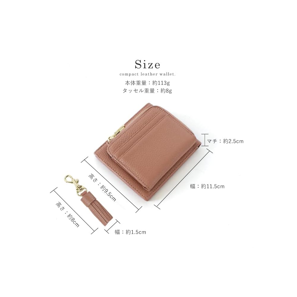 Style on Bag Women's Genuine Leather Bi-fold Wallet LIZDAYS Compact Wallet Card Case Black