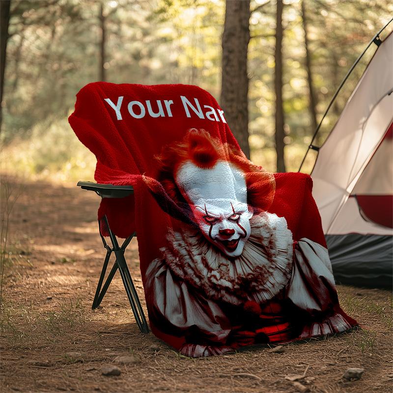 Customizable Pennywise Throw Blanket – Personalized Name, All-Season Cozy Snug Blanket, Machine Washable, Personalized Blanket