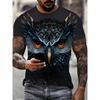 3D Print Owl T Shirt For Men Animal Pattern Short-Sleeved Tees Harajuku Streetwear Tops O-Neck T-Shirt Clothes Size XS-6XL