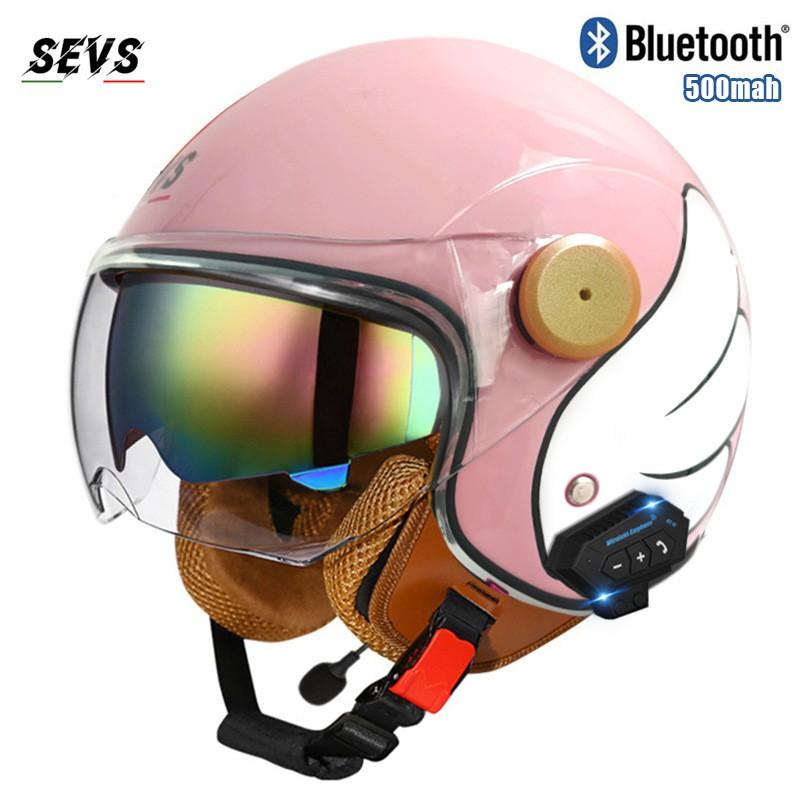 3C DOT Certified Bluetooth Motorcycle Half Helmet Retro Style Men Women All Season