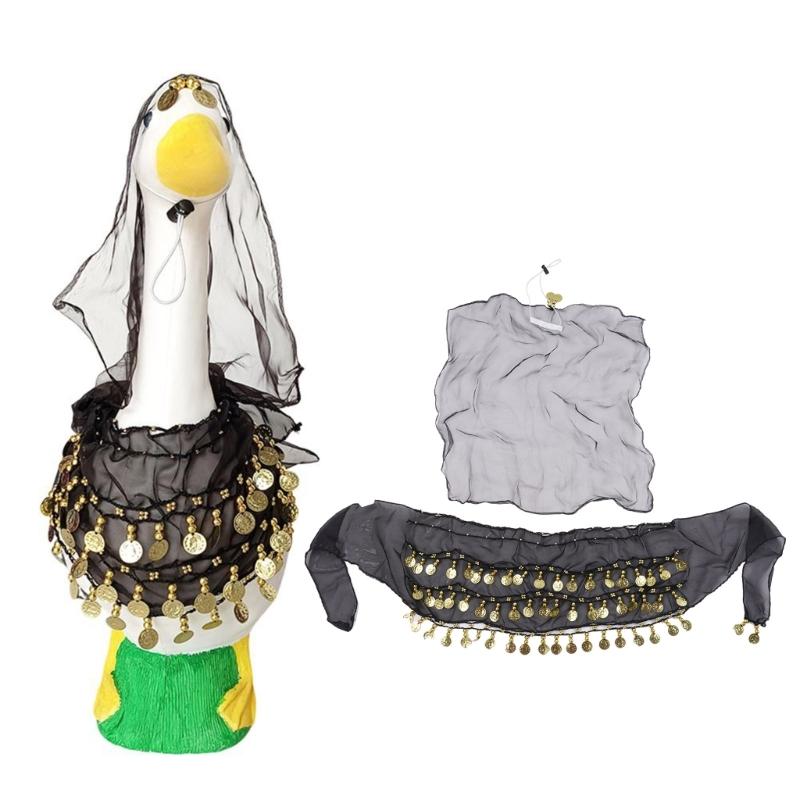 Комплект одежды для танца живота, Хип-шарф для танца живота, Шарф для головы с монетами, Цыганские аксессуары для костюма, Женский костюм для танца живота