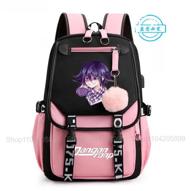 Рюкзак Danganronpa Аниме Mochila Школьная сумка для книг Студенческий с USB-портом Дорожные сумки Ноутбук Повседневная Большая сумка-мессенджер Подарок