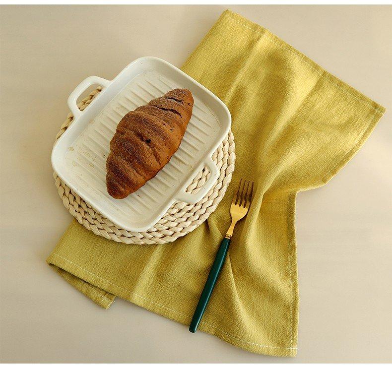 Disposable 100% Linen Crocheted Napkins Plain Square Kitchen & Tea Towels for Home Restaurant Wedding Use