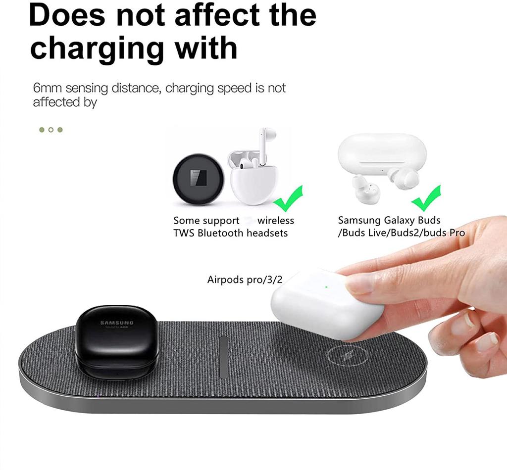 40w Dual Wireless Charging Pad For Iphone 14 13 12 11 Xs Xr X 8 Samsung S22 S21 S20 2 In 1 Fast Charger Mat For Airpods 3 Pro
