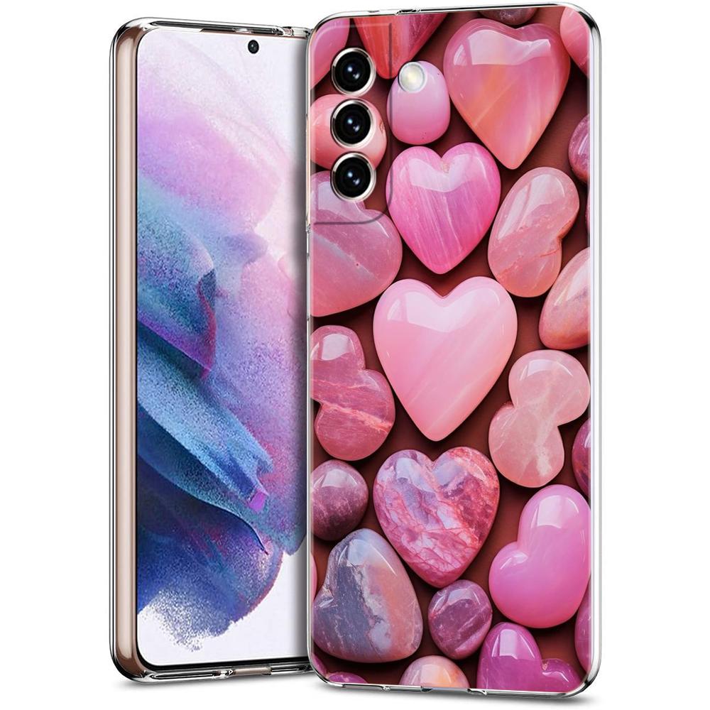Красочный чехол-сердечко для телефона Samsung Galaxy S24 Ultra S23 FE S22 S20 S21 5G S10 S9 Plus S10E S8 Мягкий силиконовый прозрачный чехол