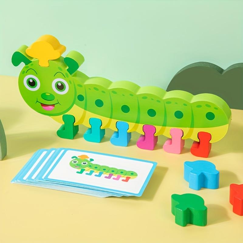 Colorful Caterpillar Puzzle Develops Observation, Cognitive Skills Hand Eye Coordination ,Educational Wooden Toy with Color Matching, Sorting Pieces