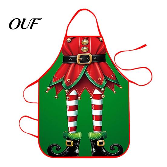 Festive Baking Apron for Family Christmas Funny Elf Apron, Waterproof Stain Resistant Kitchen Adjustable Holiday Party Costume Accessory Neck