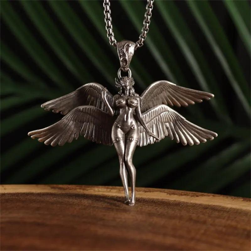 1pc Angel Goddess Shape, Fashion Silver Plating, Sexy Baseball, Girl Pendant Necklace Men and Women Casual Sports Style Trend Hip Hop Punk Jewelry