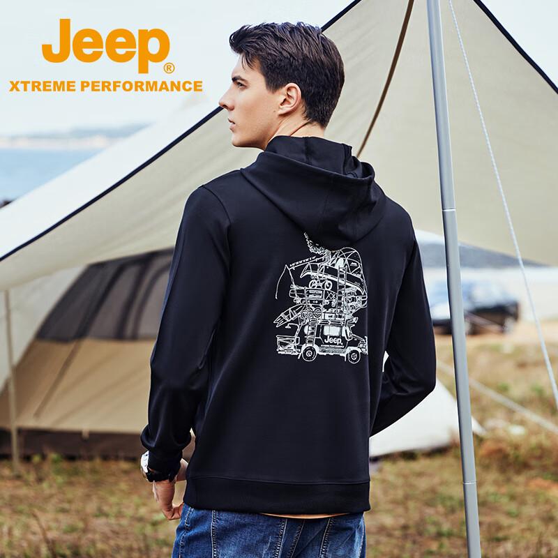 Jeep Мужская футболка с капюшоном и длинным рукавом на флисовой подкладке
