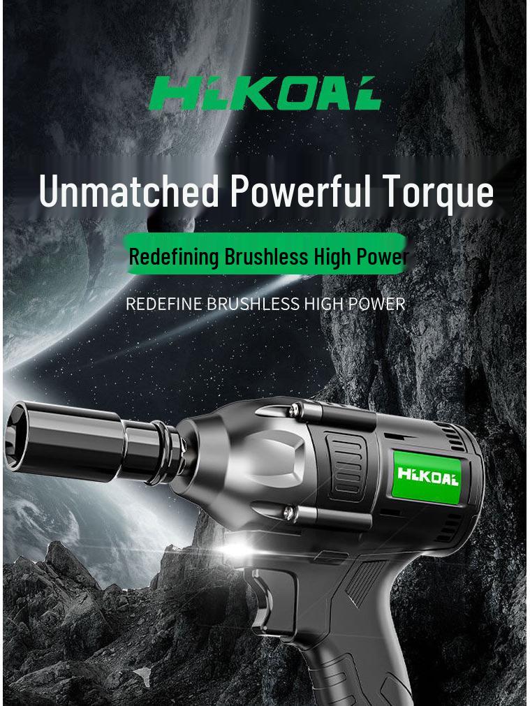 High Torque Brushless Impact Wrench, Rechargeable Lithium Battery, for Scaffolding, Woodworking, Auto Repair, and Socket Applications