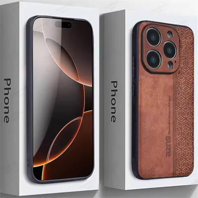 Кожаный чехол в деловом стиле с защитой от падений - совместим с iPhone 16/15/14/13/12/11 Pro Max XS Max XR X Plus, ультратонкий роскошный чехол