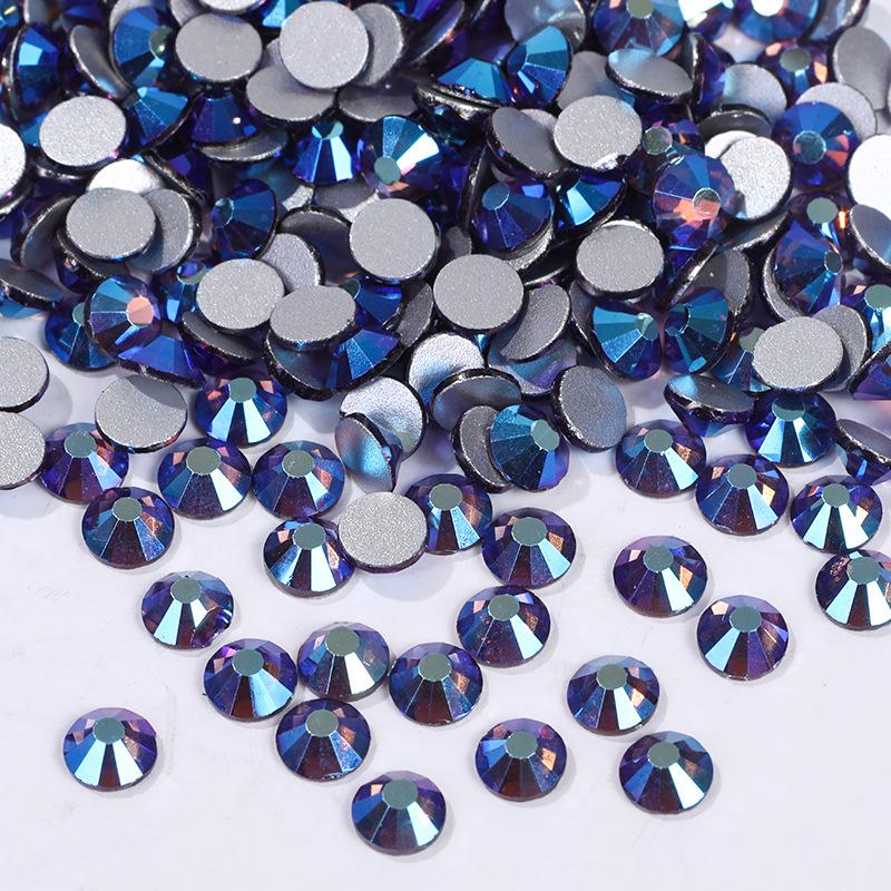 Цветной АБ Хрусталь Плоское Дно Сверло Круглое Сверло для Ногтей Сделай Сам Красочные Украшения для Ногтей