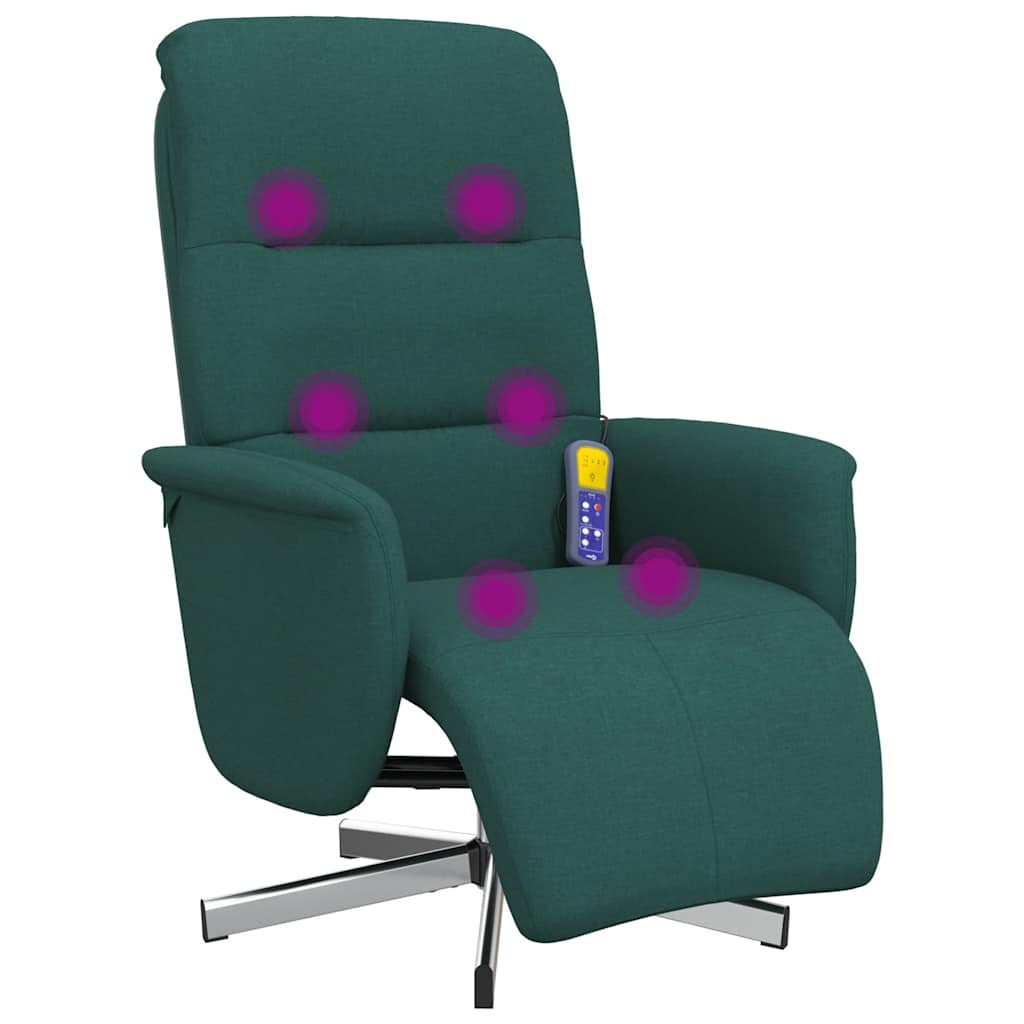 Massage Chair with Footrest Dark Green Fabric