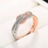 Модные кольца-узлы Роскошные двухцветные аксессуары для пальцев для женщин Сверкающий кубический цирконий Вечные свадебные украшения
