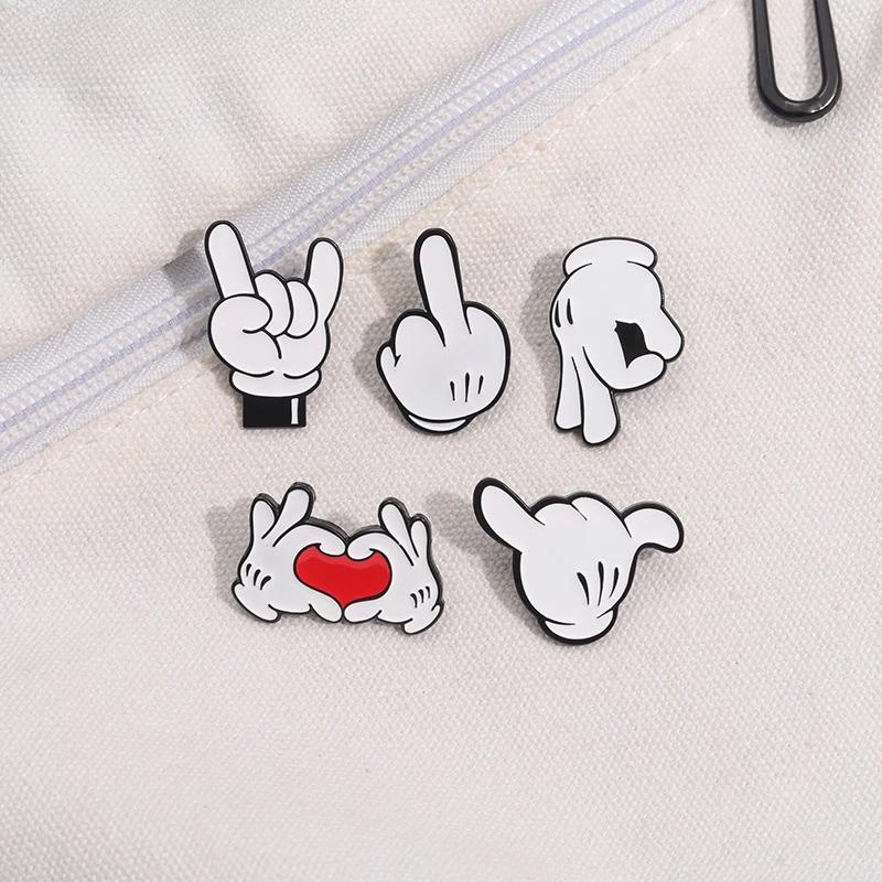 Cartoon Finger Gesture Love You Brooch Enamel Pin Creative Metal Decoration Brooch Backpack Lapel Badge Jewelry Gift for Friends