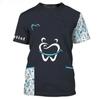 Men's and Women's T-shirts Dentist Oversize Uniform 3d Printed Top Short Sleeve Stylish Fun Dental Pullover Loose T-shirt