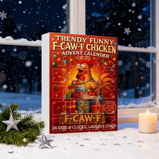 Календарь Адвента Caw-F 2025 Куриные украшения 24-дневная коробка для отсчета времени Подвесной декор для рождественской елки Многофункциональное праздничное украшение для детей