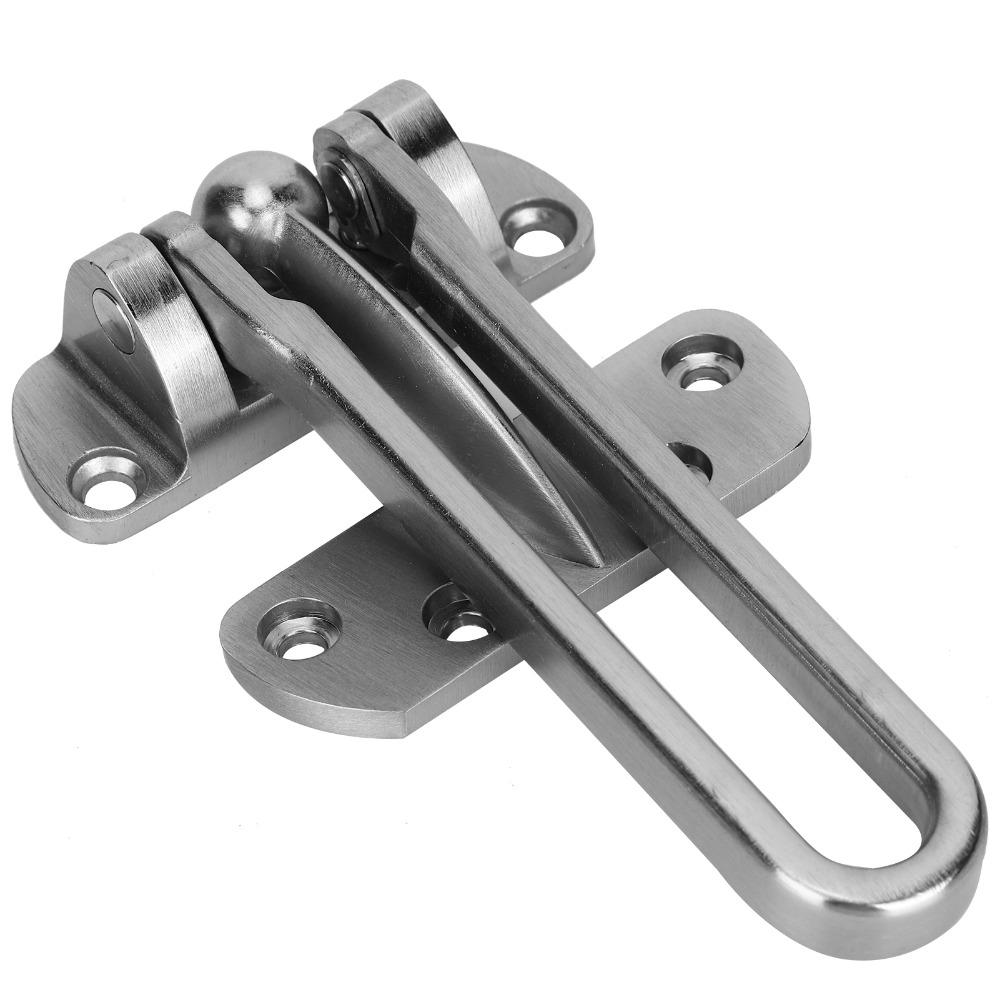 Brushed Nickel AntiTheft Lock Buckle Stainless Steel Swing Bar Door Lock  Front Door