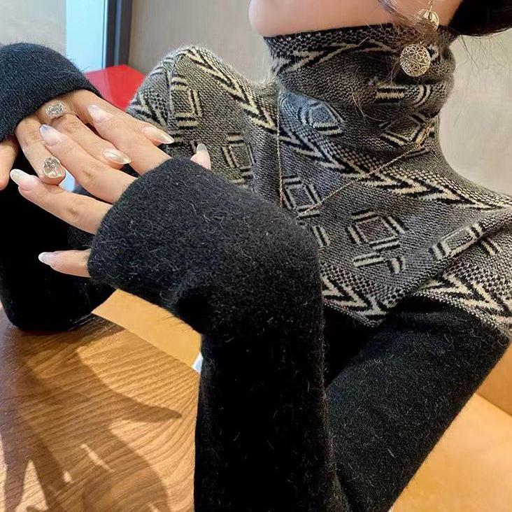 Fashionable Women's Turtleneck Jumper Slim Vintage Long Sleeve Autumn Spring Thin Section Sweaters Inside Basic Knitted Pullovers