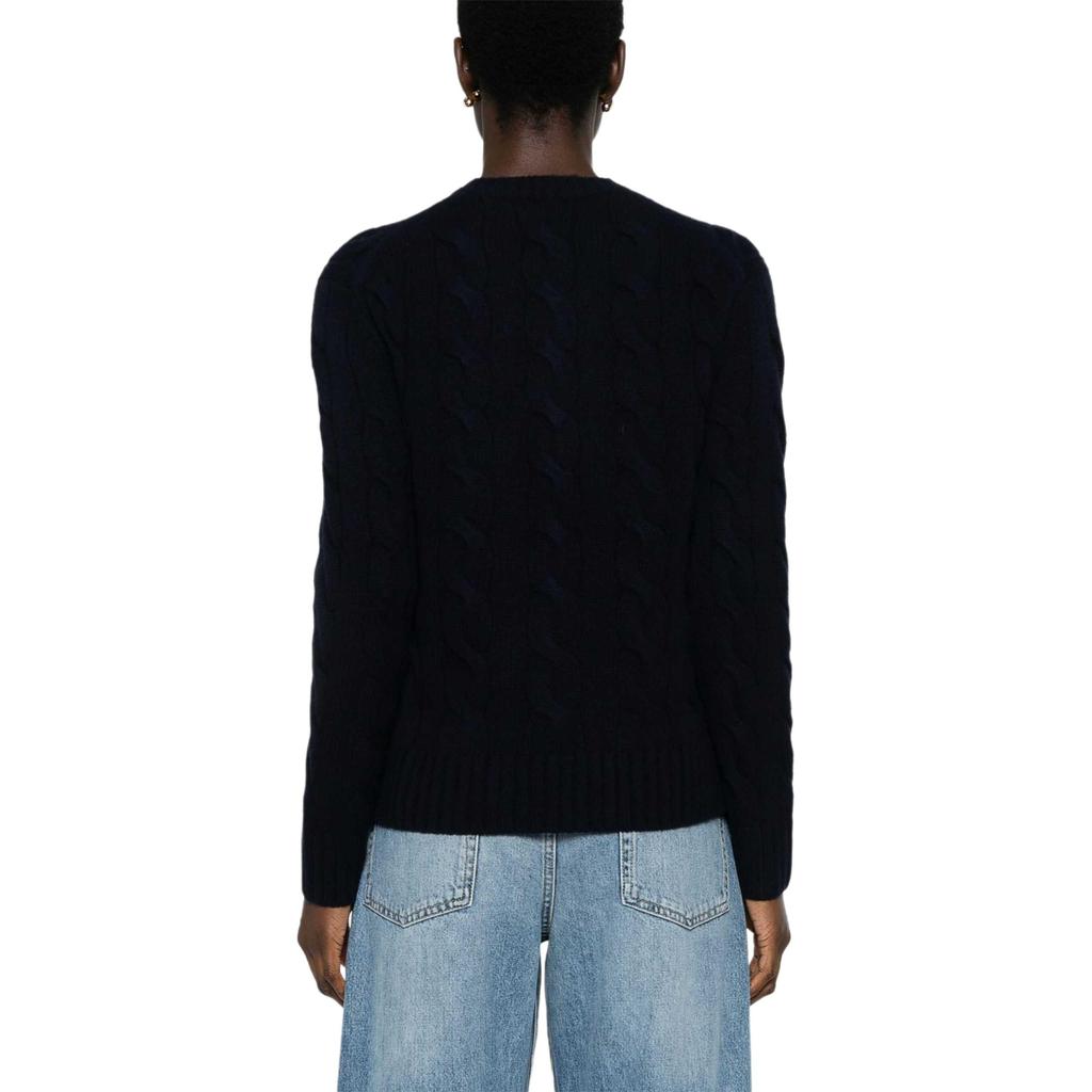 Polo Ralph Lauren Вязаный свитер в рубчик с круглым вырезом Женский свитер Темно-синий 211926543-009
