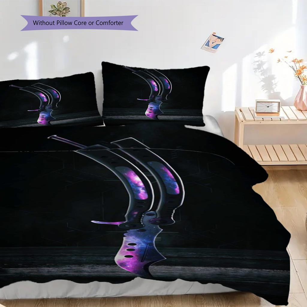 Rainbow Karambit Knife Unique Versatile Threepiece Set 1 Duvet Cover 2 Pillowcase Without Core Soft And Comfortable Bedding Set