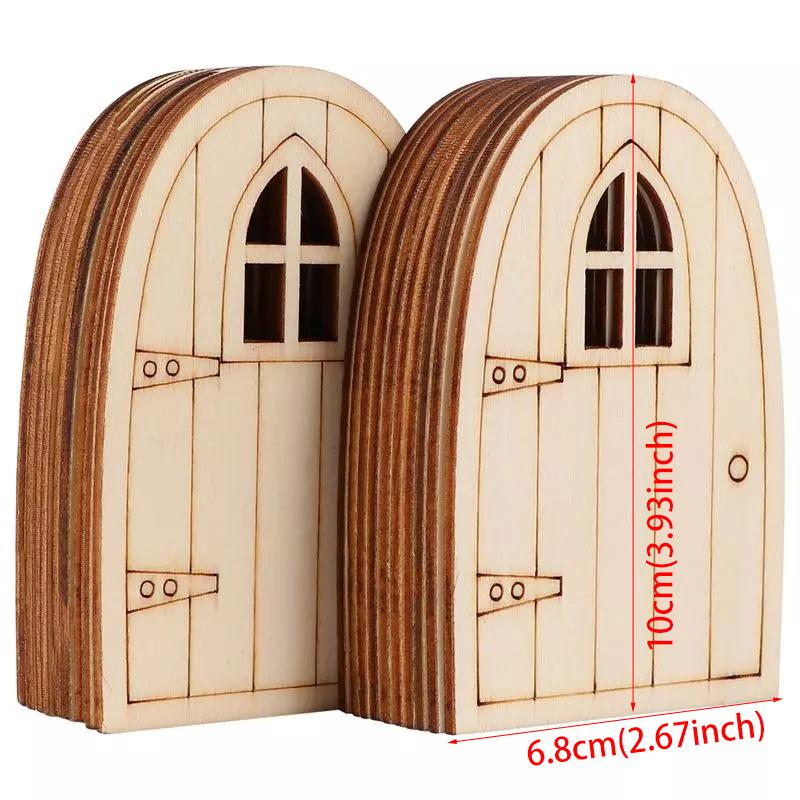 5 шт. Незаконченная деревянная дверь, домик эльфа-феи, мини-дверь, сделай сам, деревянные украшения, миниатюрные украшения, деревянные срезы, заготовки для дисков