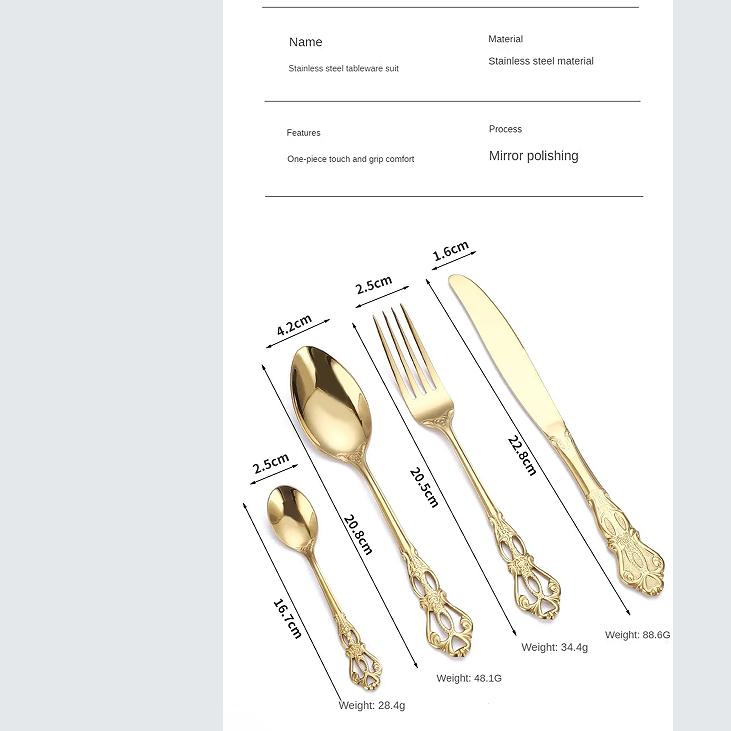 Роскошный набор ложек и вилок из нержавеющей стали, золотой набор столовых приборов, пищевая высококачественная королевская посуда, европейский нож для стейка, кухонные принадлежности