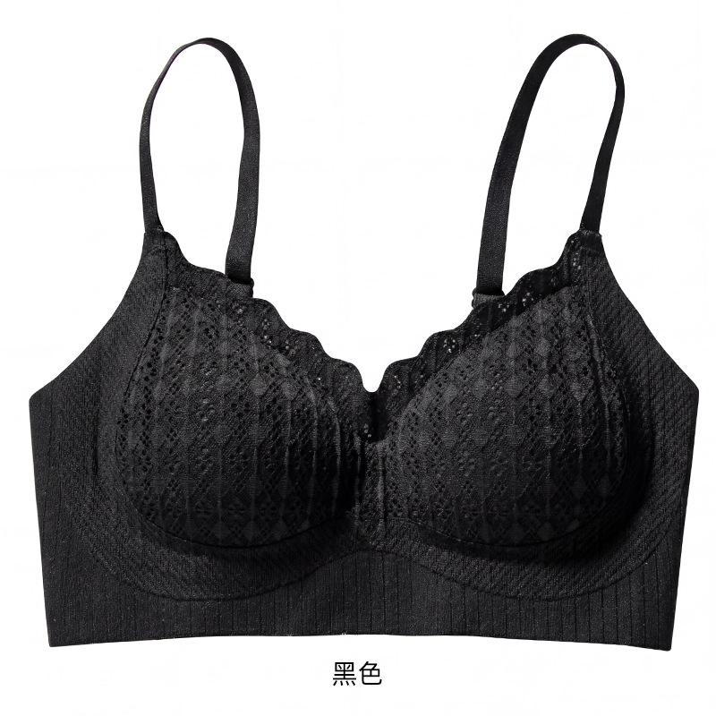 Traceless beautiful back without steel ring gathering bra soft support thin cup lace girl fixed cup collection breast underwear