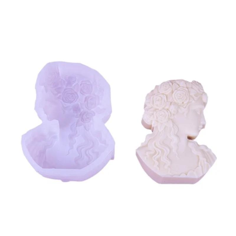 3D Портрет Богини Свеча Силиконовая Форма DIY Европейская Фигура Статуя Гипс Декор Форма для Литья из Смолы Домашнее Украшение Поделки