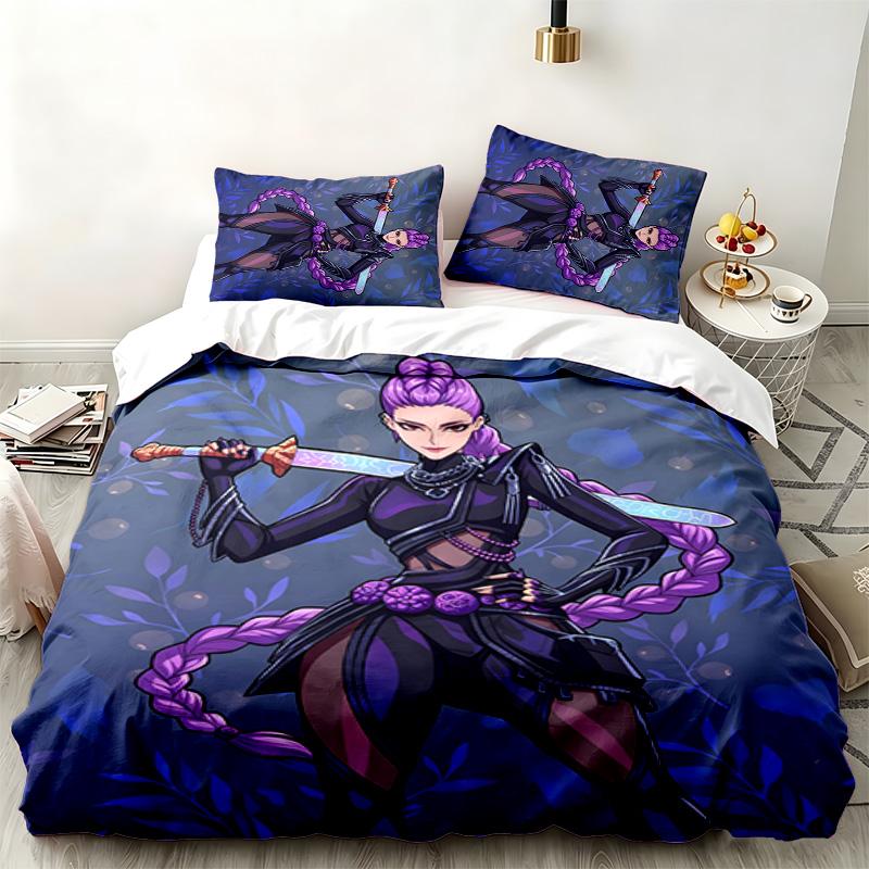 Kpop demon hunters 3pc set Perfect for bedroom use Comfortable bedding set includes a duvet cover and two pillowcases Ideal birthday or Christmas gift