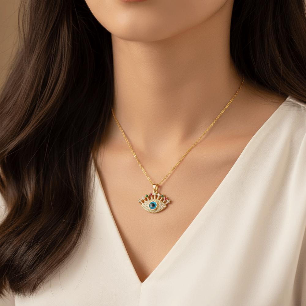 Pleated Devil's Eye Glaze Luxury Necklace Pendant Banquet Clothes Neck Chain  Valentine's Day Gift
