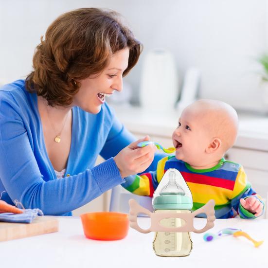 Baby Bottle Handle Reusable Food Grade Silicone Soft Grip Handle Sippy Cup Water Bottle Grip Infant Feeding Accessories