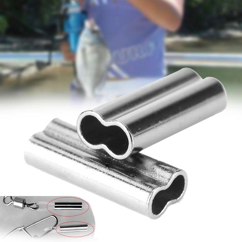 100pcs Hot Connector Oval Stainless Steel Double Copper Tube Fishing Wire Tube Line Crimping Sleeves