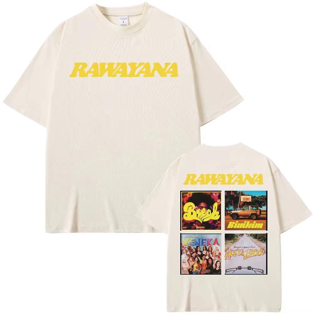 Футболка с обложкой альбома Rawayana Tour для мужчин и женщин Harajuku Hip Hop High Street Хлопковый комфорт Оверсайз футболка