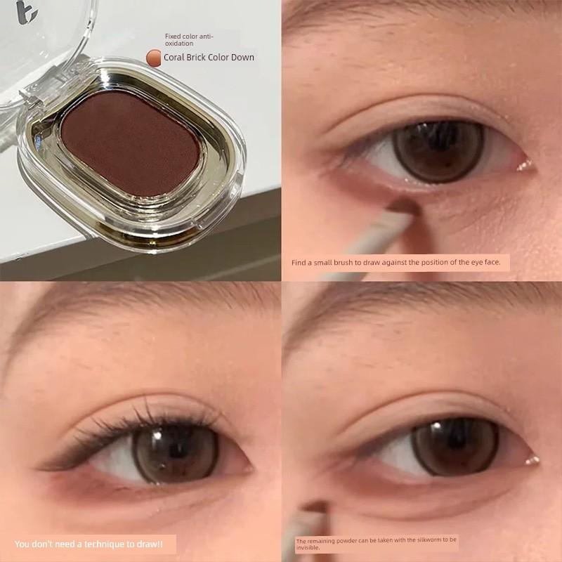 Solid Color Anti-Oxidation Coral Brick Color down to Crouching Silkworm! Monochrome Eye Shadow Plate Matte Color Long Lasting Non Smudge Red Brown