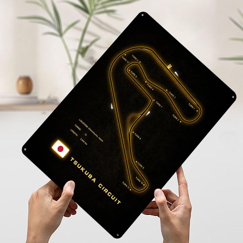 Tsukuba Circuit Metal Poster Customized Wall Art Retro Vintage Tinplate Signs for Coffee Bar Accessories Office Decoration Room