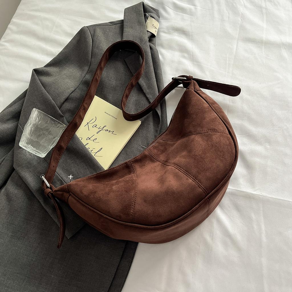 Женская мода искусственная замша мягкие сумки и кошельки винтаж 2024 зима новый тренд Y2K подмышечная сумка женская сумка через плечо