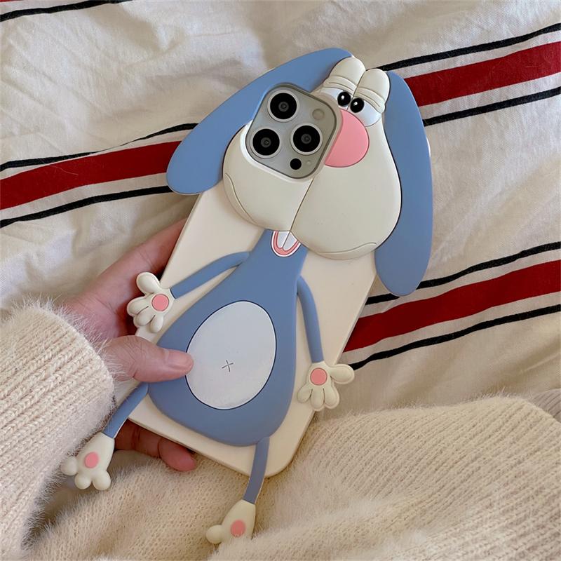 Корейский милый 3d забавный чехол с кроликом с зубами для Iphone 14 13 12 11 Pro Max, милый силиконовый противоударный мягкий чехол с рисунком, принципиально