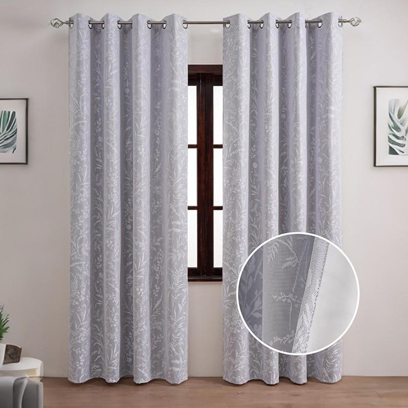 Blackout White Lace-Trimmed Curtain Panel Living Room Bedroom Balcony Light Luxury Style Coated Fabric
