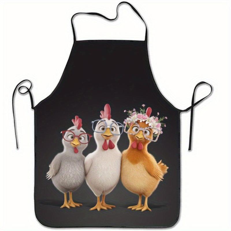 1pc Apron with Cartoon Egg Wearing Glasses Print - Suitable For: Daily Home Cooking/Baking, Friend Gatherings/Themed Parties, Family Dinners, BBQ Part