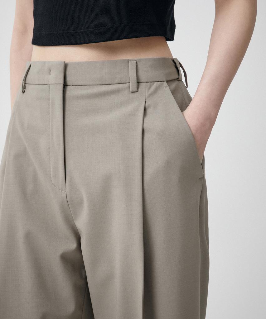 MUSINSA STANDARD WOMAN Женские летние шерстяные свободные зауженные брюки с скрытой резинкой [Светло-бежевый]