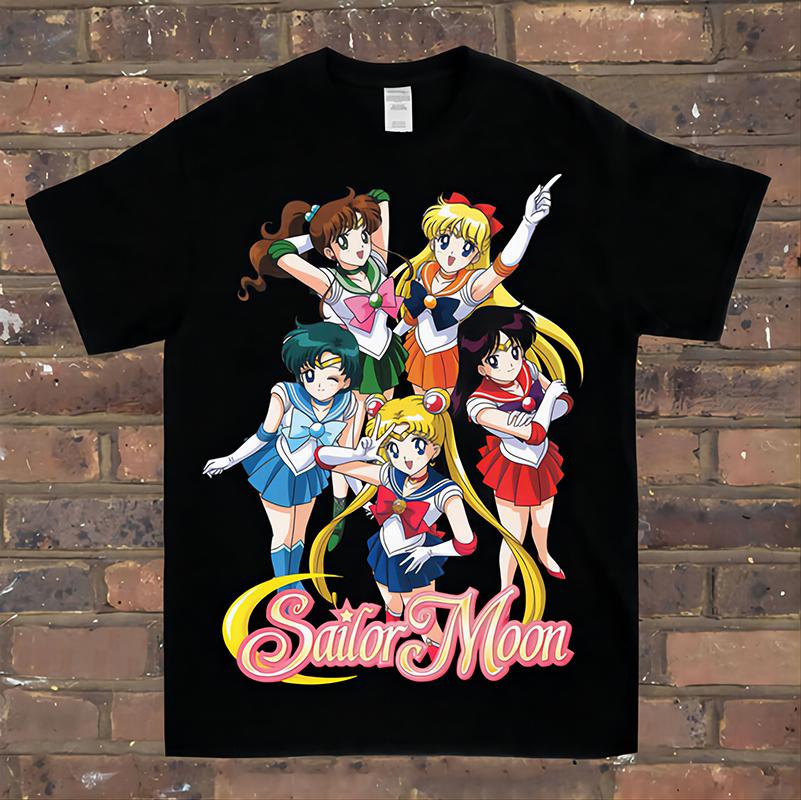 Anime Cartoon Short-sleeved Loose Round Neck Summer New Retro Fashion Men's and Women's Streetwear
