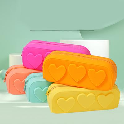 Силиконовый пенал Love Candle Bag, удобная сумка для хранения, в форме сердца, макаруны, моющаяся силиконовая сумка для канцелярских принадлежностей