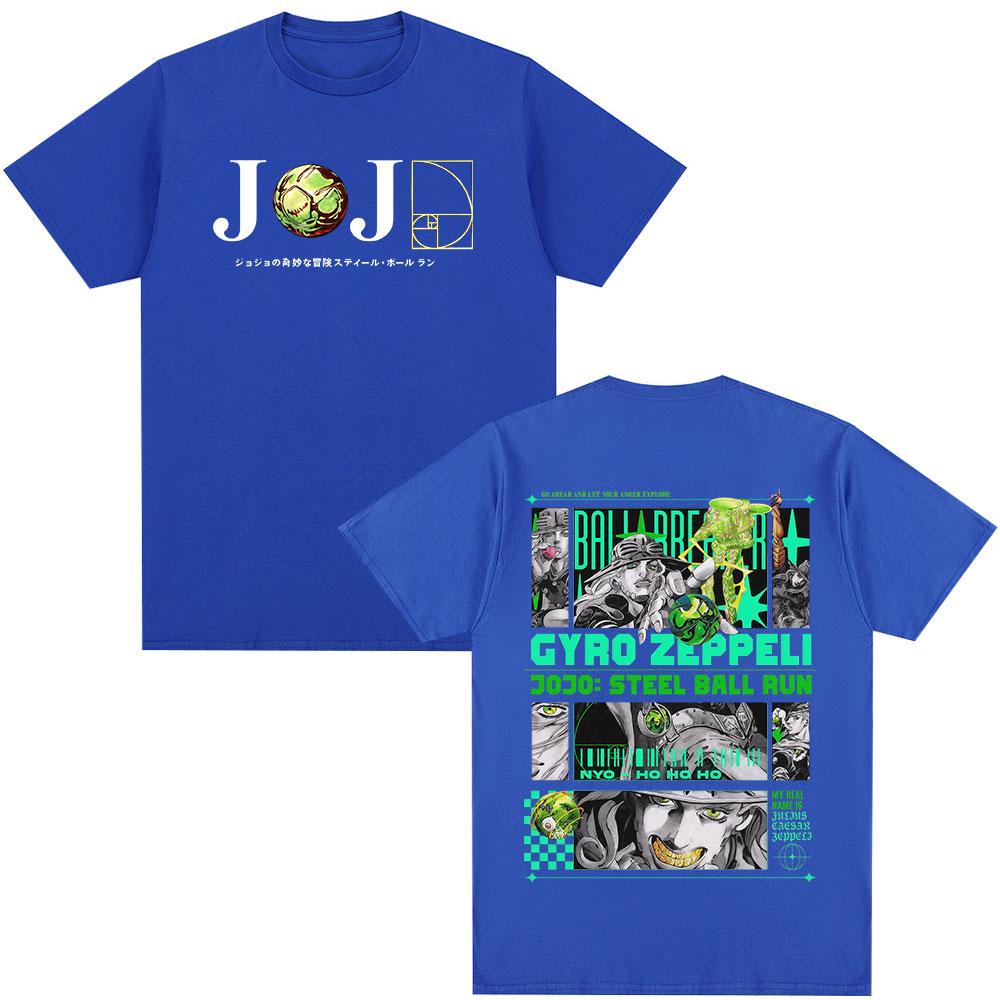Аниме JoJo's Bizarre Adventure STEEL BALL RUN Гиро Цеппели Футболки Унисекс Повседневные Харадзюку Хлопок Короткий рукав Футболка Уличная одежда