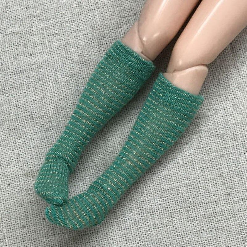 8 пар/лот кукольные носки, кукольные аксессуары, блестящие полосатые чулки для кукол Блайз, блестящие средние носки-трубы для куклы Барби 1:6