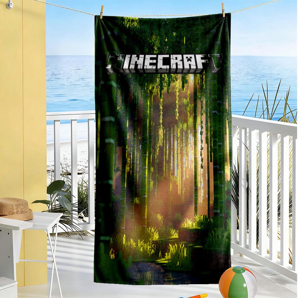 Minecraft Beach Towel Super Soft Microfiber Quickdry Fabric Comfortable Lightweight Perfect for Traveling Yoga Camping and Swimming